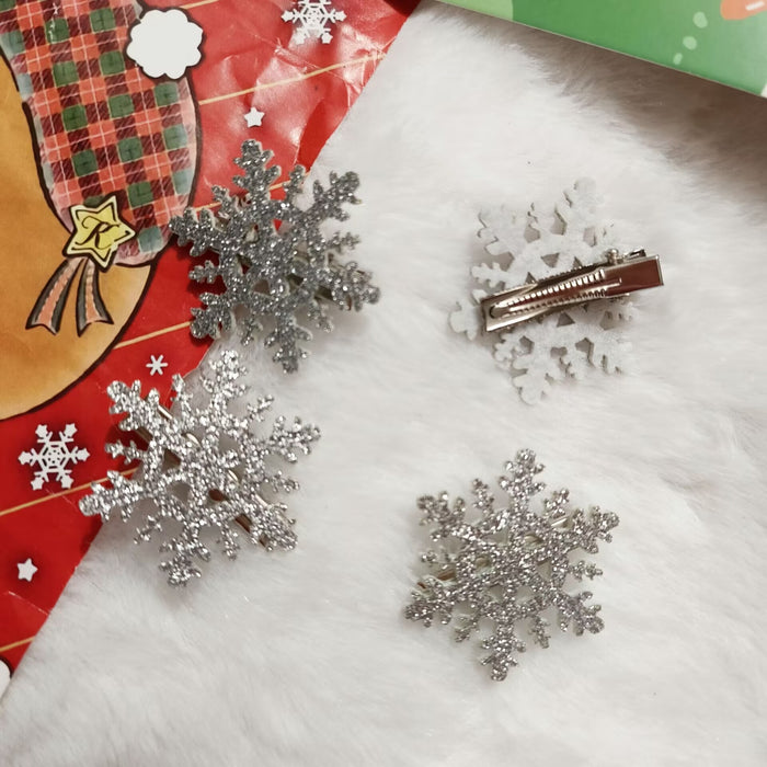 Wholesale Sparkling Snowflake Duckbill Clip For Women Christmas Winter Handmade Hair Accessory Gift