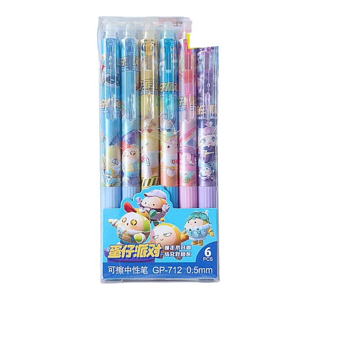 Wholesale Box of 6 Cartoon Print Erasable Ballpoint Pens