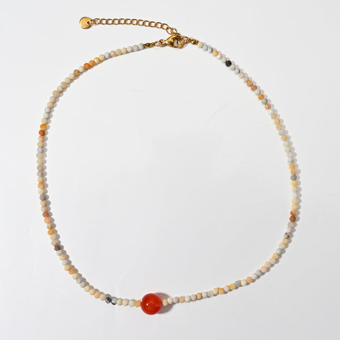 Wholesale Temperament Handmade Natural Stone Necklace Personalized Stainless Steel Drip Oil Pendant Paired with Non Fading