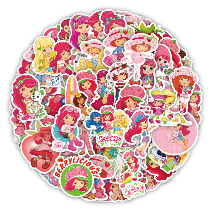 Wholesale 50pcs Cartoon Cute Strawberry  Stickers Decorative Notebook Luggage Motorcycle Waterproof Stickers