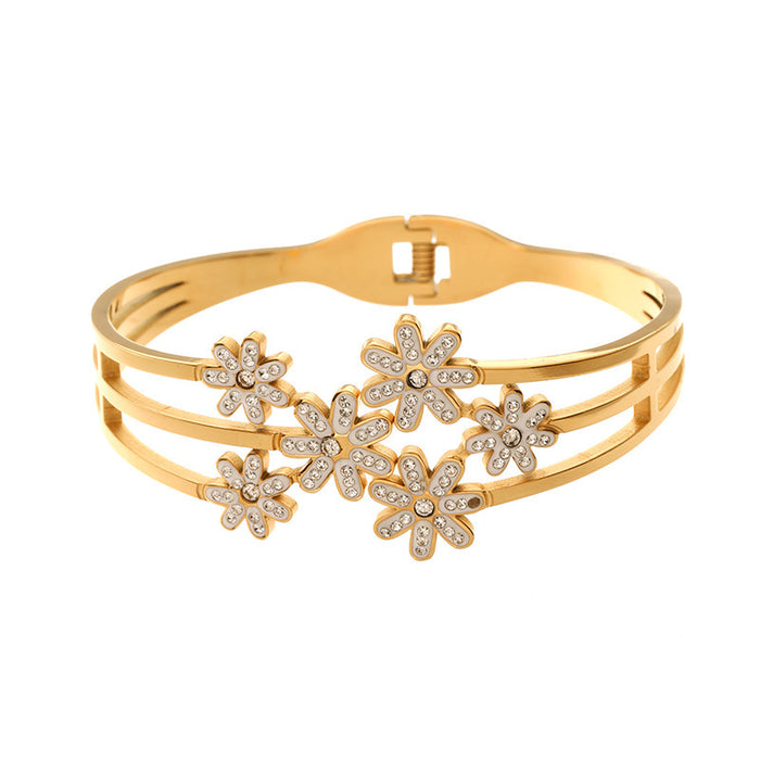 Wholesale Openwork diamond-encrusted titanium steel bracelet