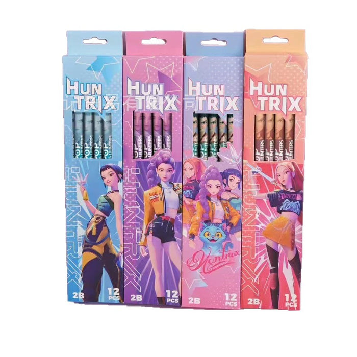 Wholesale 12-pack K-pop HB round-bar wooden pencils for elementary school students