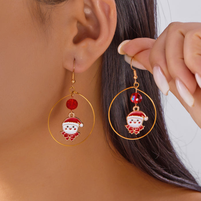 Wholesale Christmas earrings for women,  high-end cartoon Christmas tree cane snowman earrings,  earrings for Christmas gifts
