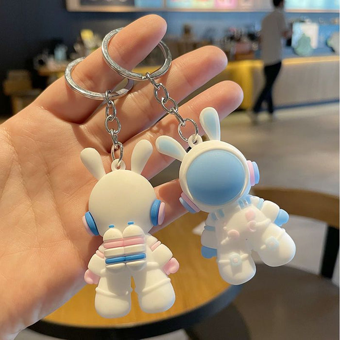 Wholesale  Cartoon  Space Rabbit Keychain Kidsren's Primary School Bag Astronaut Pendant  Keychain