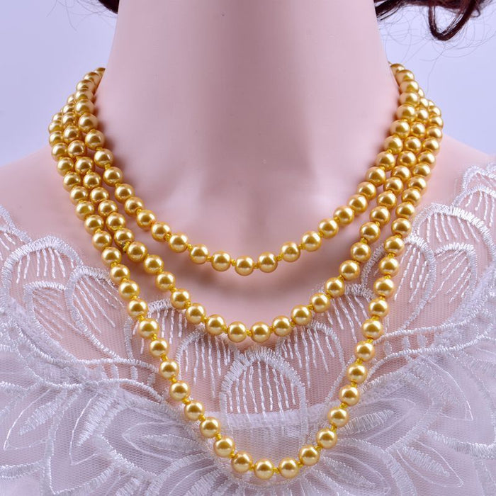 Wholesale  Pearl Necklace Woolen Chain Long Women's All-match Pendant Double Decorations