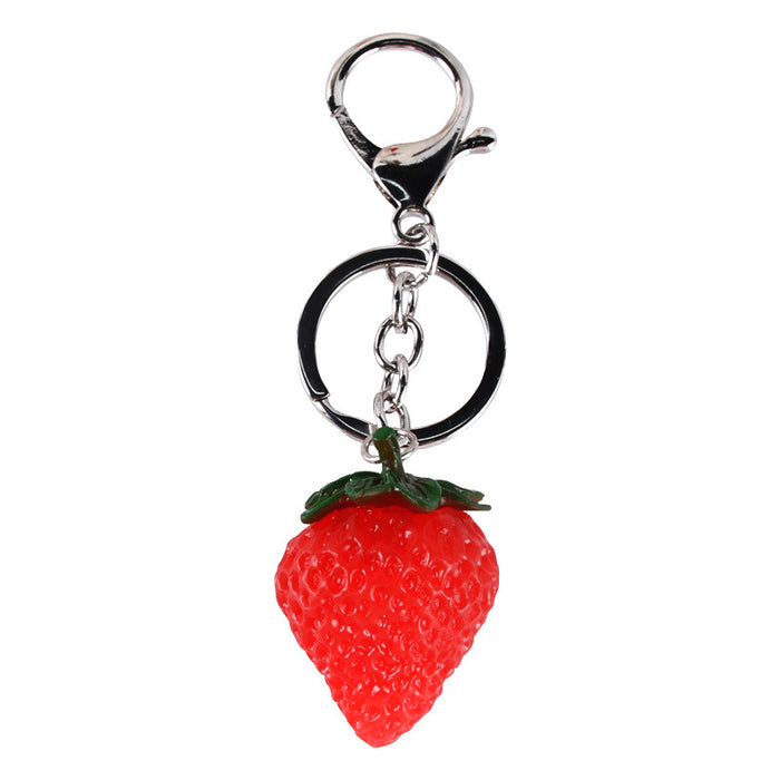 Wholesale Lovable PVC Strawberry Keychain Bag Charm Creative Simulated Fruit Keyring Trendy Car Key Accessory Boutique Gift