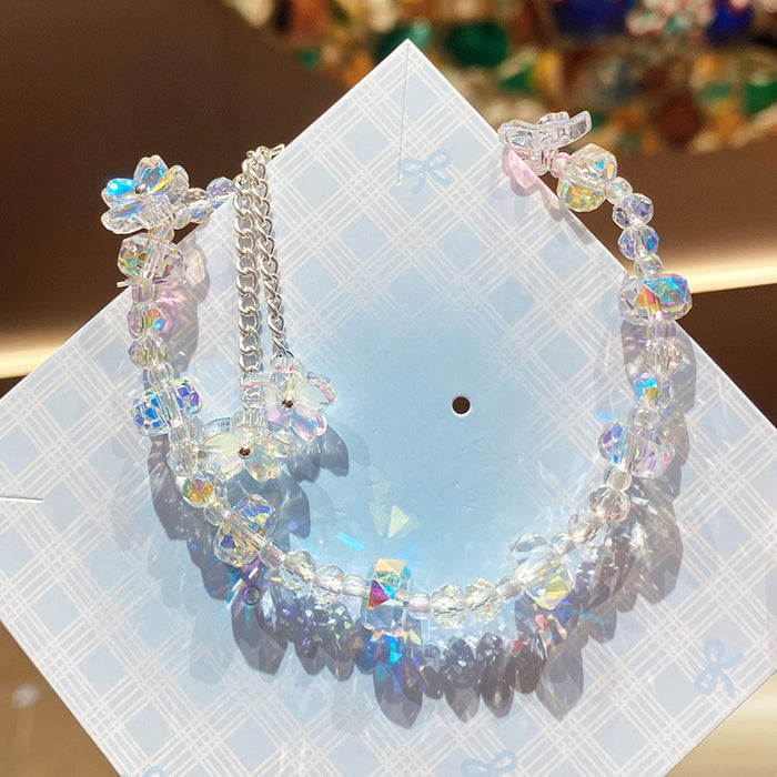 Wholesale Pink Flower Imitation Crystal Bracelet Stylish Gift Jewelry Accessory MOQ≥3