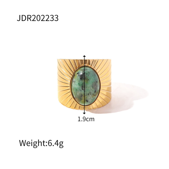 Wholesale Vintage Stainless Steel Gemstone Ring 18k Gold-plated Ring JDC-RS-JD002