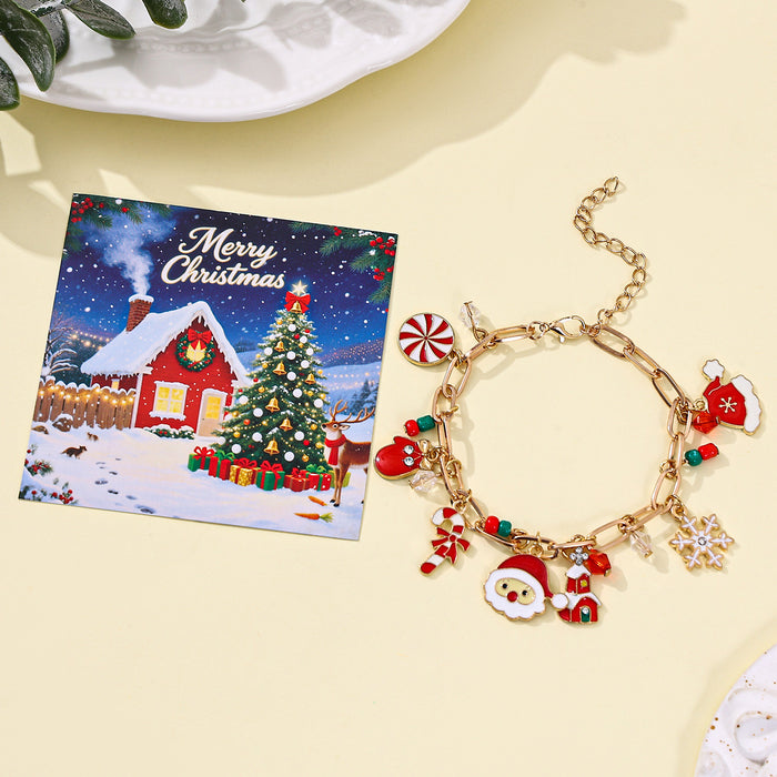 Wholesale Christmas Red and Green Acrylic Bracelet with Snowflake Bell Accessory