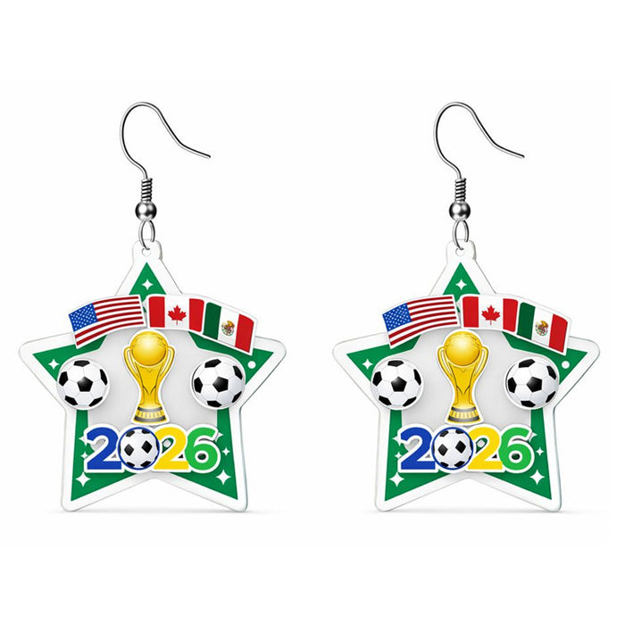 Wholesale 3pcs World Cup Electroplated Acrylic Football Five-Pointed Star Earrings