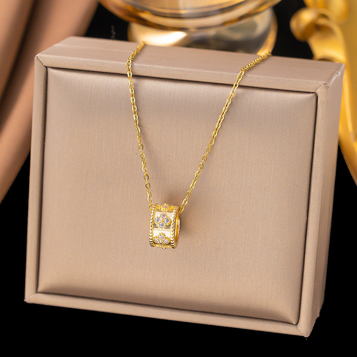 Wholesale Full Zirconium Copper Necklace Women's Real Gold Electroplated Clavicle Chain