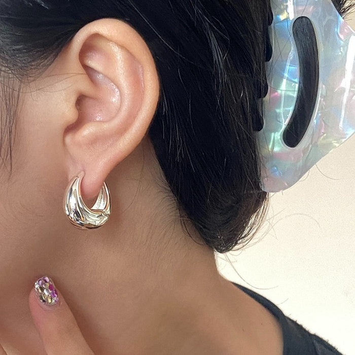 Wholesale circle earrings female silver needle ear buckle metal earrings