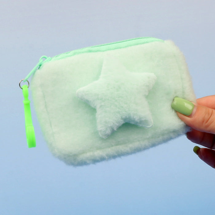 Wholesale Star Shaped Plush Pouch Boutique Coin Purse Earphone Bag Creative Pendant Gift