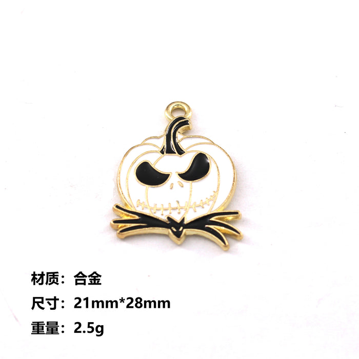 Wholesale 10pcs  Funny Skull Pumpkin Cartoon Accessories Alloy Oil Dropping Pendant Earrings Keychain