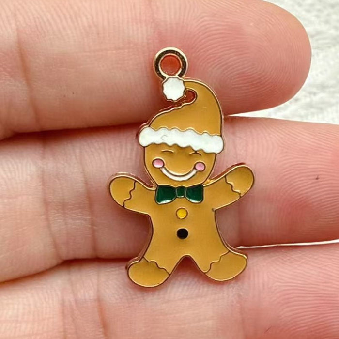 Wholesale 10pcs New oil-drip Christmas-themed alloy accessories  cartoon snowman  reindeer,   DIY pendant accessories