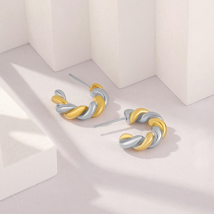 Wholesale Electroplating personalized lines intertwined geometric design stainless steel earrings fashionable earrings