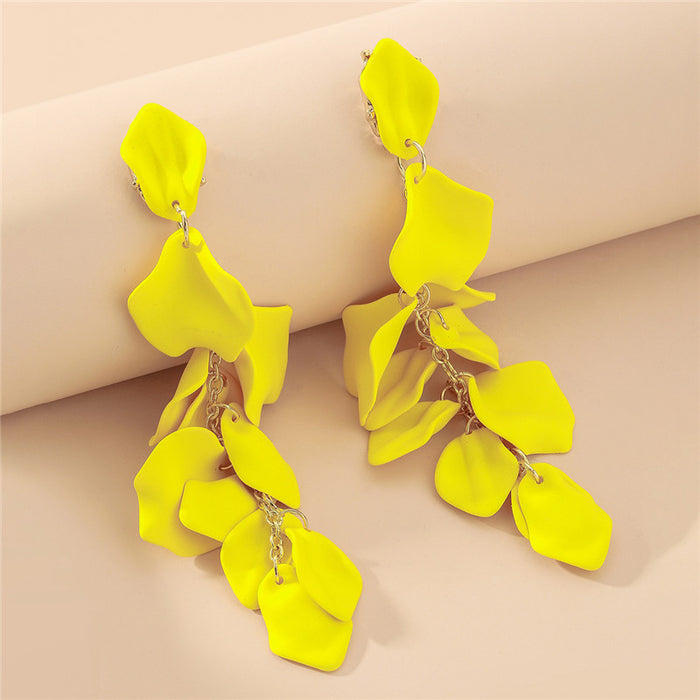 Wholesale Rose petal long tassel earrings with fashionable and elegant temperament, high-end and environmentally friendly earrings for women