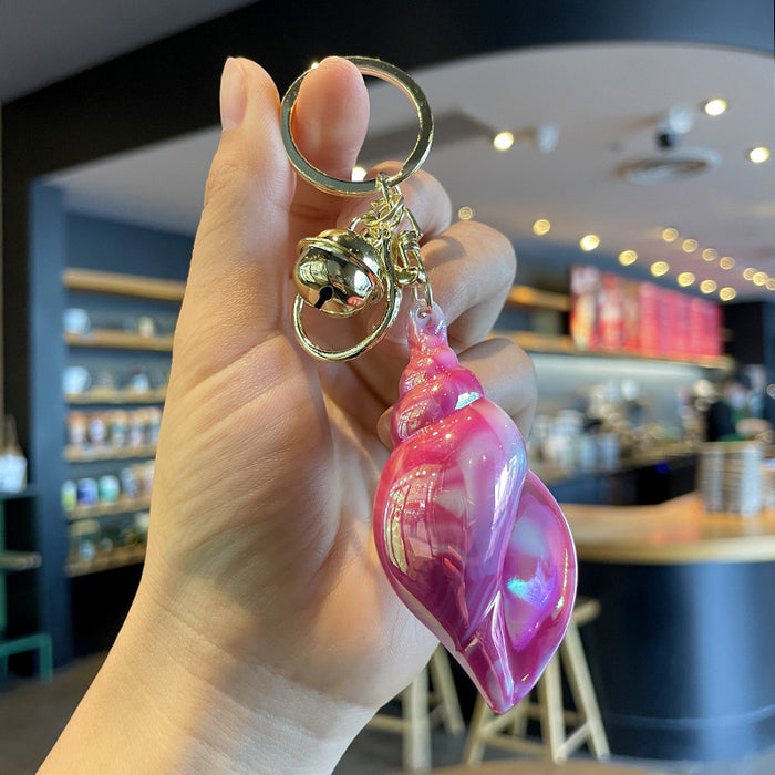 Wholesale Electroplated Colorful Conch Keychain Acrylic Conch Pendant
