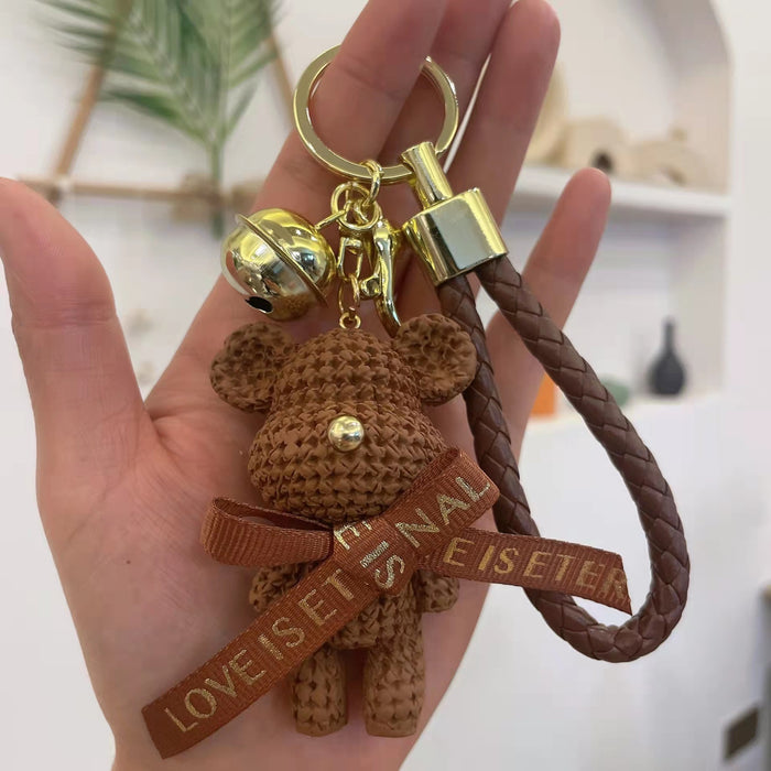 Wholesale resin wool bear doll keychain pendant female cute couple bag ornaments car keychain