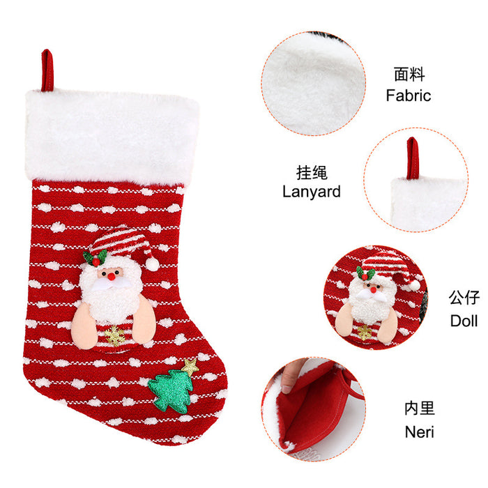 Wholesale Christmas decoration plush Christmas stockings children' s candy gift bag cartoon elderly knitted stockings window pendant