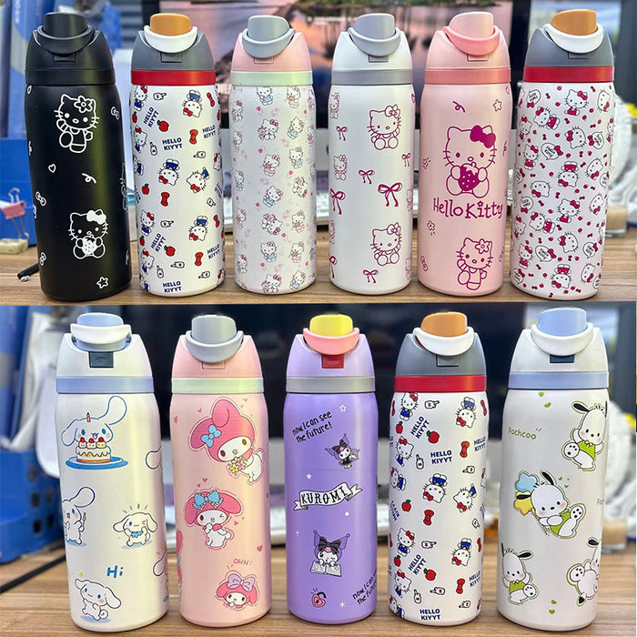 Wholesale Cartoon fruit cup stainless steel thermos cup large capacity portable double drinking cup outdoor sports kettle