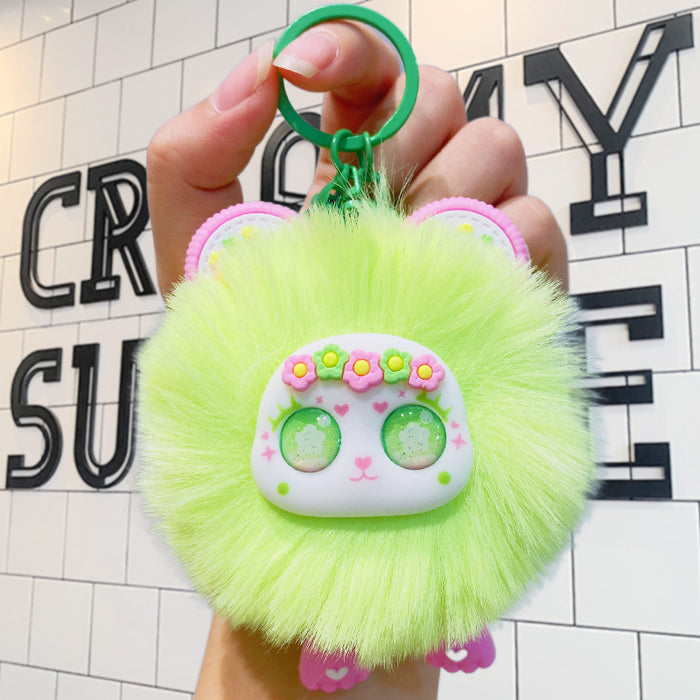 Wholesale Plush sweetheart bear cute rex rabbit fur pendant doll keychain