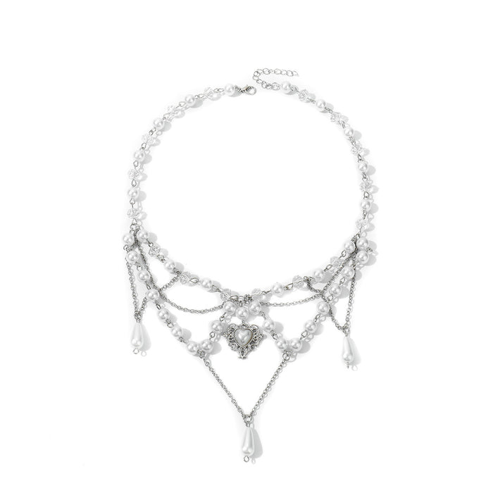 Wholesale Imitation Pearl Tassel Love Cross Butterfly All-match Necklace Women