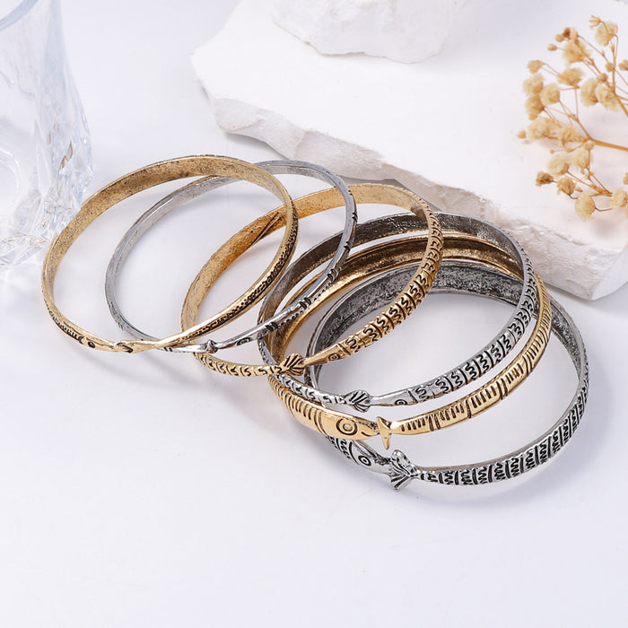 Wholesale Sense Multi-layer Stacked Alloy Marine Animal Fish Bracelet for Women