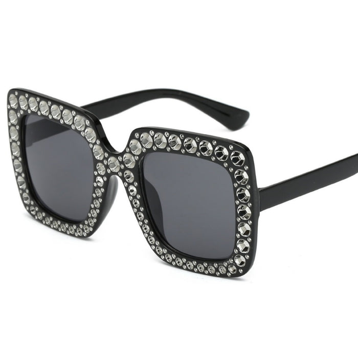 Wholesale Sunglasses Diamond Plated Large Frame Glasses Square Sunglasses Street Photography Trendy Glasses Personality