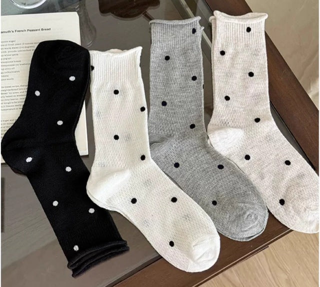 Wholesale Stacked socks, thin, breathable, solid color, polka dot, midsole, long socks, summer odor proof, sweat absorbing