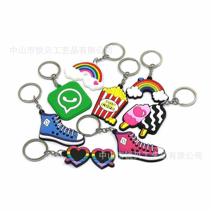 Wholesale Custom PVC soft rubber key chain pendant accessories cute cartoon animation surrounding can add logo activities small gifts