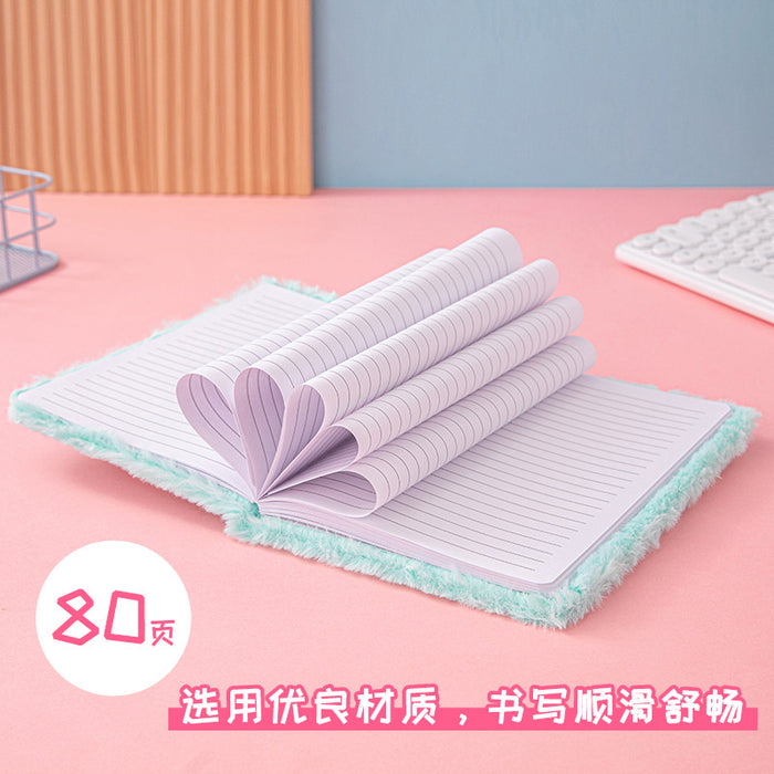 Wholesale Unicorn Plush Notebook Macaron Girl' s Heart Diary Student Cartoon Hand Ledger Wireless Glue Pack