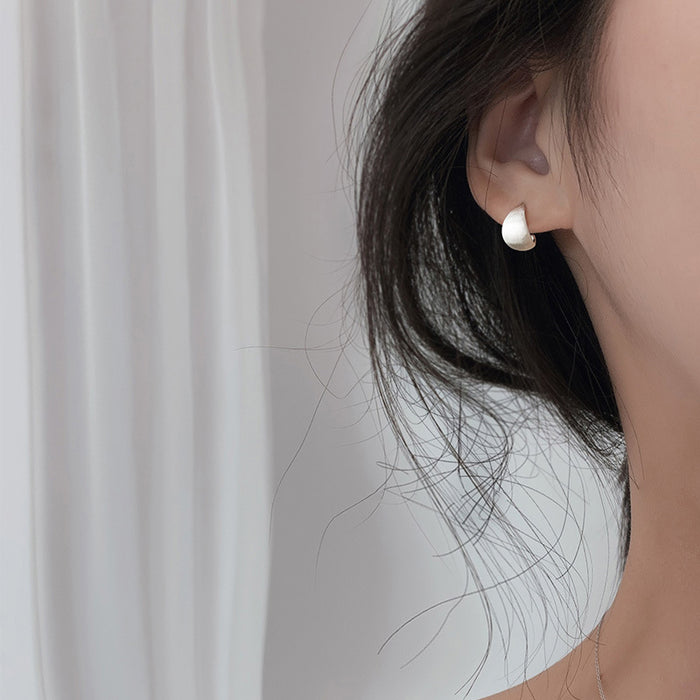 Wholesale 2 sterling silver fashionable and compact brushed frosted curved earrings with a simple and versatile temperament