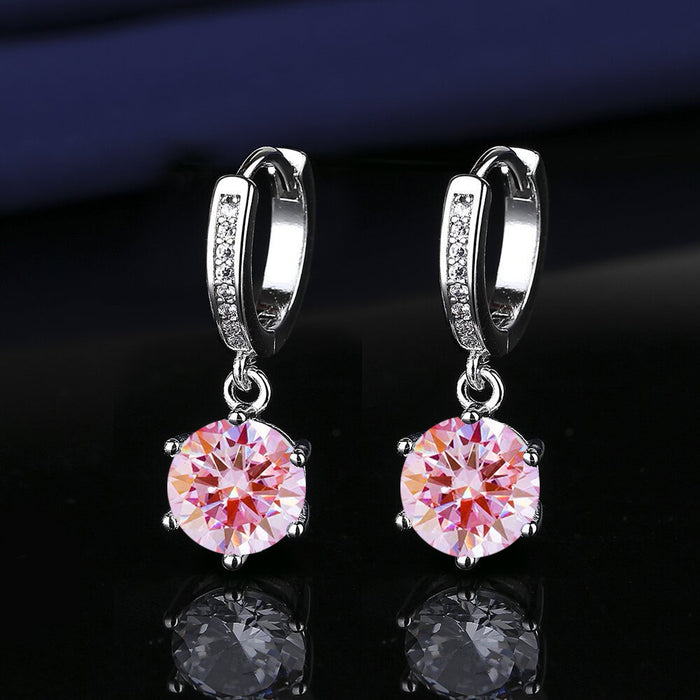Wholesale Platinum Gold Tassel Earrings Six-Prong Imitation Moissanite Two Carat for Women Everyday Fashion Accessory