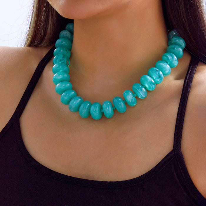 Wholesale Trendy Resin Bead Colorblock Necklace Fashion Jewelry Accessory