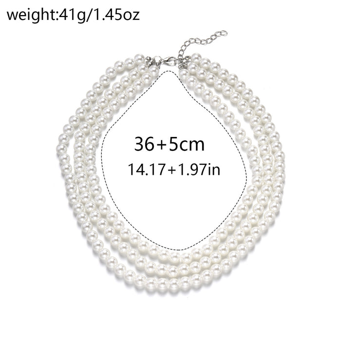 Wholesale Fashionable retro imitation pearl necklace with versatile temperament, multi-layer light luxury necklace accessories