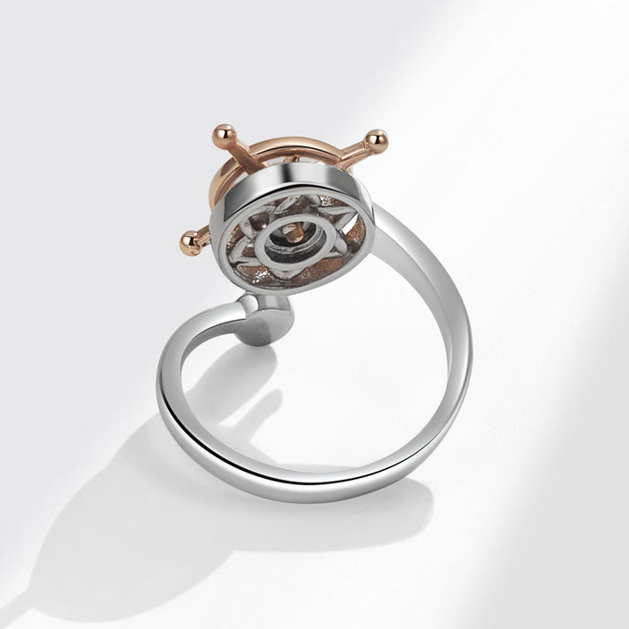 Wholesale Nautical Compass Ship Wheel Ring For Women Adjustable Gold Copper Open Band Trendy Fashion Jewelry Gift