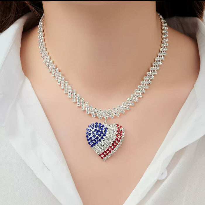 Wholesale Independence Day Rhinestone Necklace