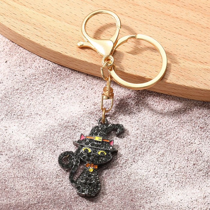 Wholesale Vintage Pumpkin Full Rhinestone Keychain Zinc Alloy Car Key Accessory