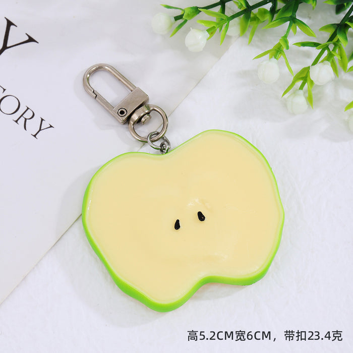 Wholesale Cartoon Cream Strawberry Slice Keychain PVC Food Decor Pendant Bag Charm MOQ≥2