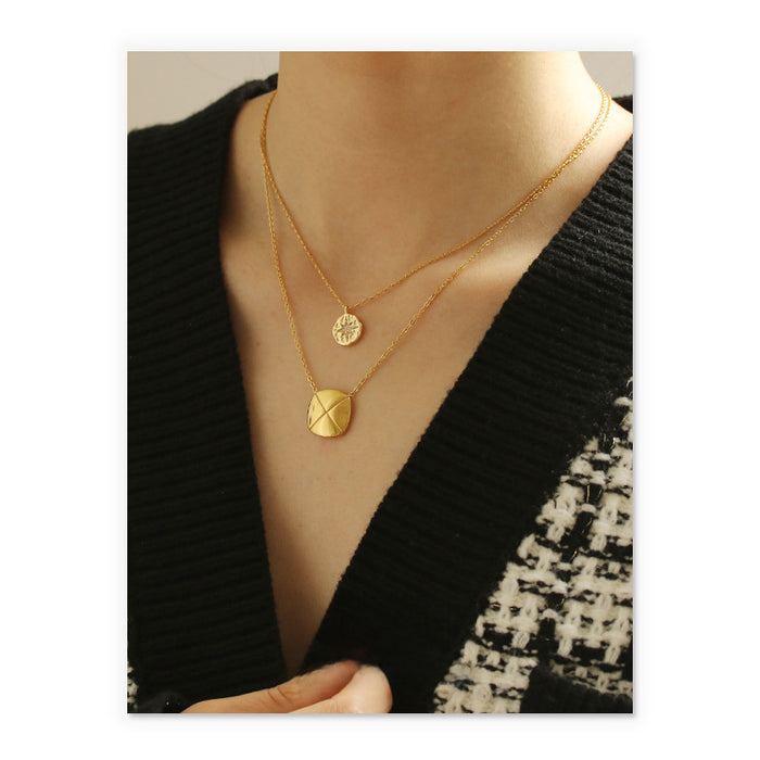 Wholesale Button pendant necklace, gold-plated collarbone chain