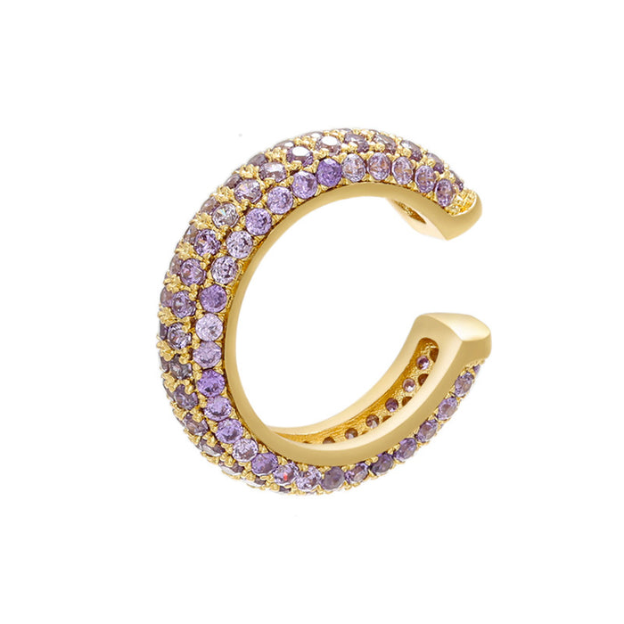 Wholesale Gold Plated Copper Ear Cuff with Colored Zircon Simple Style Fashion Accessory MOQ≥2
