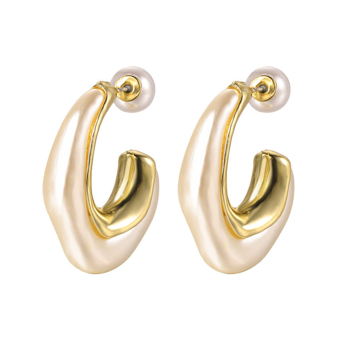 Wholesale Irregular Shaped Pearl C-shaped Earrings JDC-ES-HaoZ007