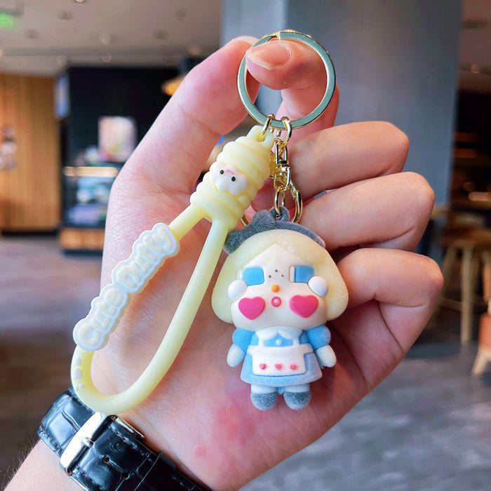 Wholesale Cartoon Flocking Crying Baby Keychain Cute Silicone Doll Doll Car Keychain Gift Bag Pendant