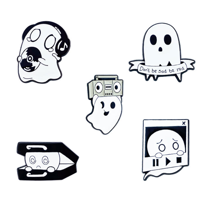 Wholesale Cartoon Ghost Series Painted Alloy Brooch Speaker Headphones Luggage Badge Cute Sweet Cool Style MOQ≥2