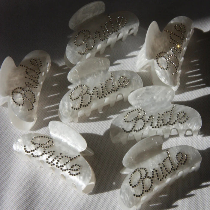 Wholesale Acrylic BRIDE Rhinestone Hair Claw Clip Wedding Party Fashion Accessory For Women Boutique Resale Gift