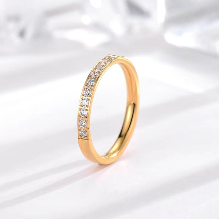 Wholesale 2pcs Light Luxury Thin-Band Ring — Versatile &  Stackable — Stylish Stainless Steel with Diamond Accents