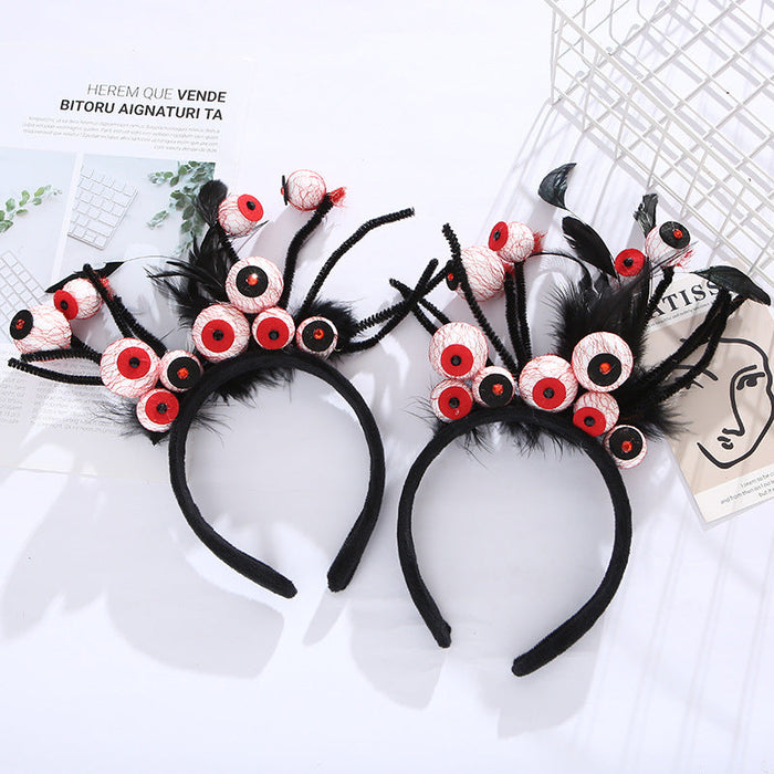 Wholesale 12PCS Halloween Terror Red Blood Eyeball Decorative Fabric Hair Hoops JDC-HD-MeiY001