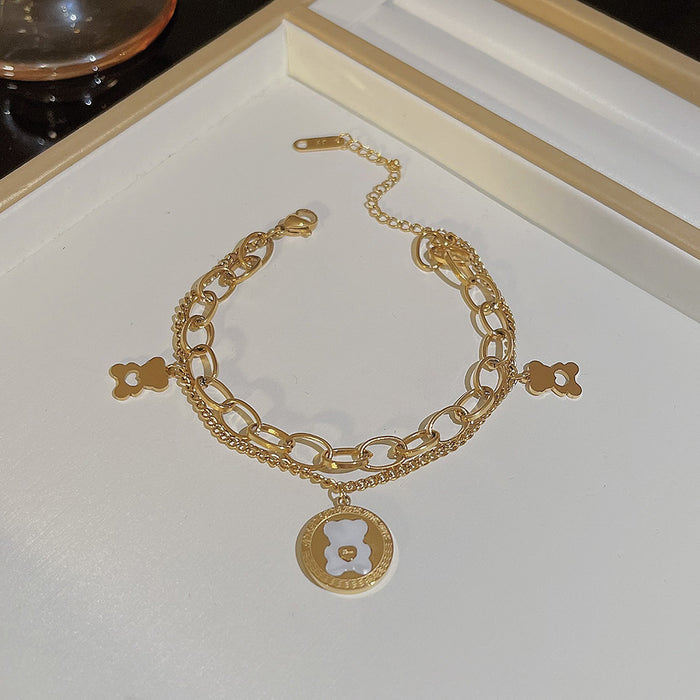 Wholesale stainless steel bracelet double-layer folded to wear