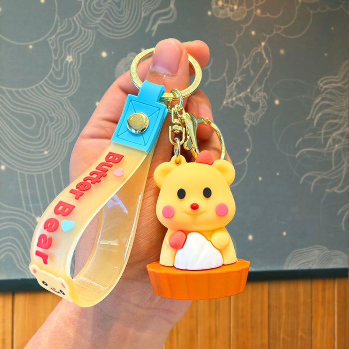 Wholesale Cartoon Silicone Butter Bear Doll Keychain JDC-KC-JuJi032